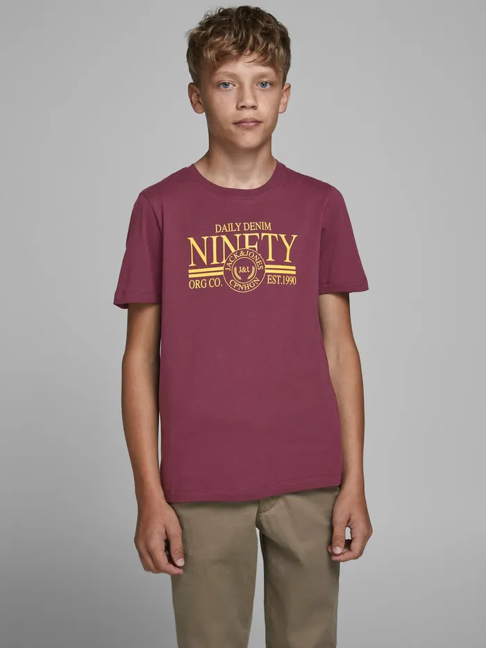 Tshirts JACK and JONES Junior BOYS LOGO CREW NECK TSHIRT Purple Fig Popular