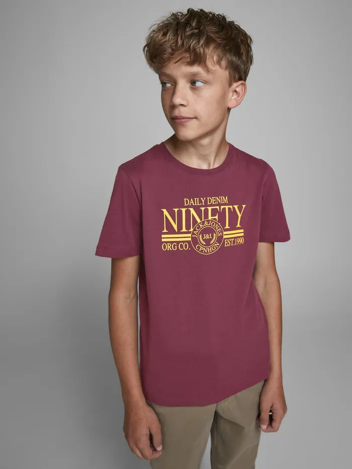 Tshirts JACK and JONES Junior BOYS LOGO CREW NECK TSHIRT Purple Fig Popular