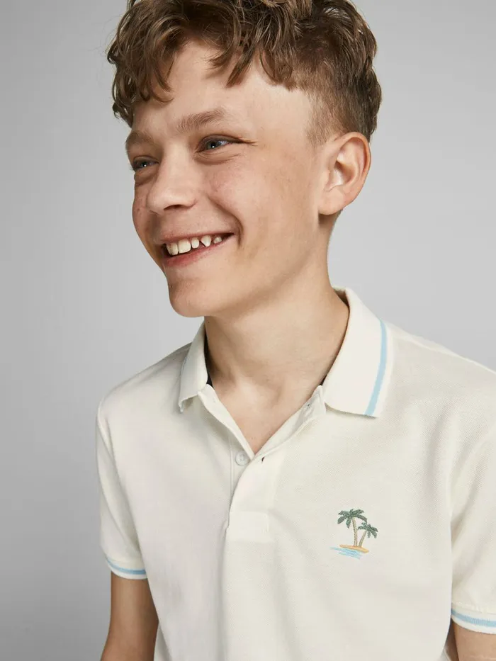 Tshirts JACK and JONES Junior BOYS PLAIN POLO SHIRT White Cloud Dancer Popular