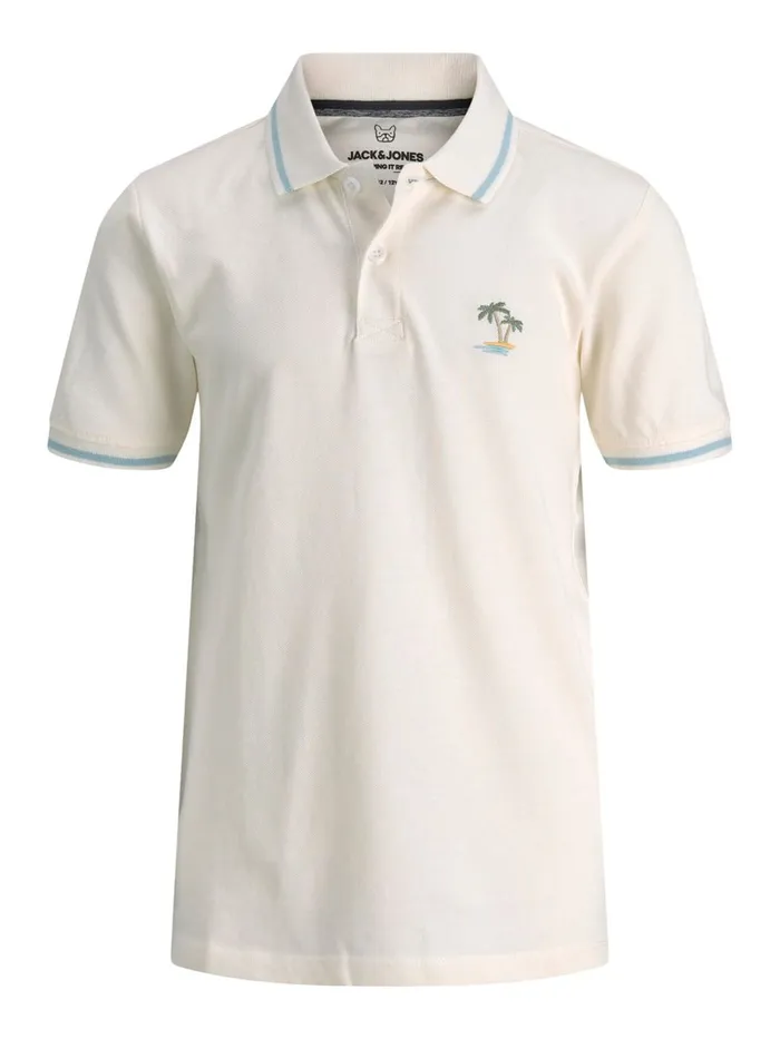 Tshirts JACK and JONES Junior BOYS PLAIN POLO SHIRT White Cloud Dancer Popular