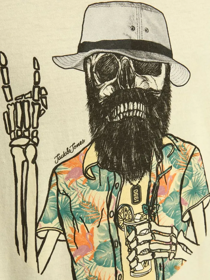 Tshirts JACK and JONES Junior BOYS SKELETON PRINT TSHIRT Yellow Seedpearl Casaul