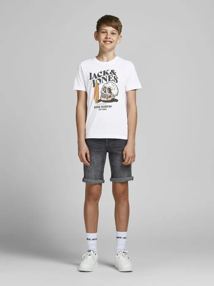 Tshirts JACK and JONES Junior BOYS SUMMER SKULL PRINT TSHIRT White White On Sale