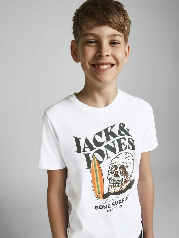 Tshirts JACK and JONES Junior BOYS SUMMER SKULL PRINT TSHIRT White White On Sale
