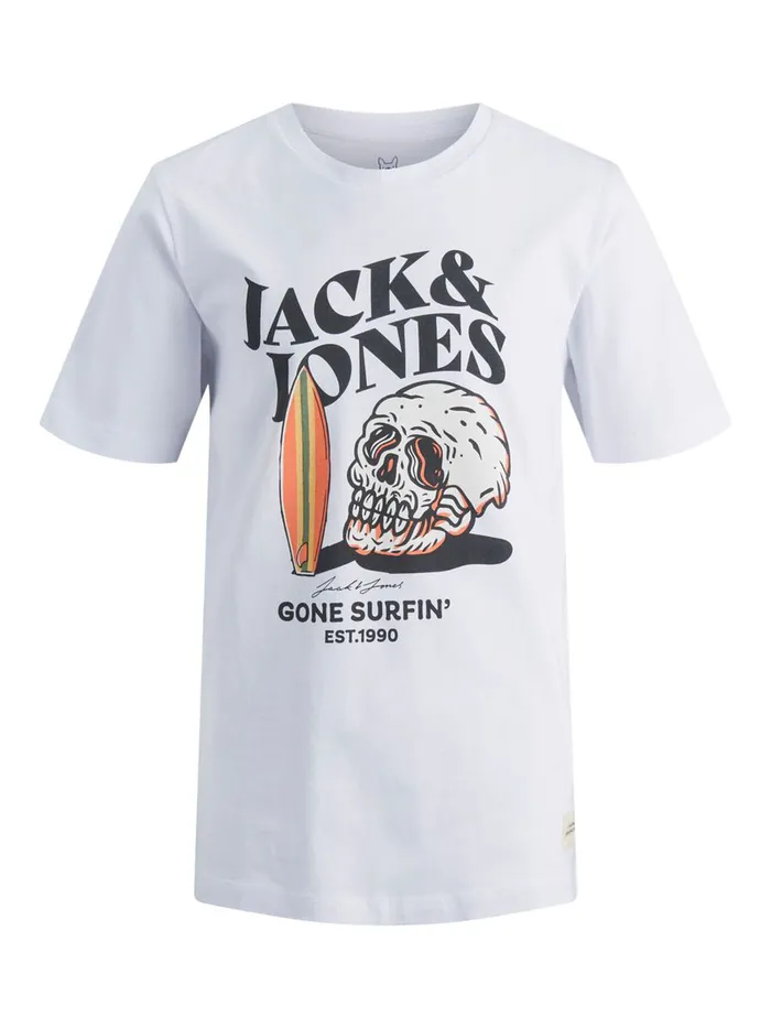 Tshirts JACK and JONES Junior BOYS SUMMER SKULL PRINT TSHIRT White White On Sale