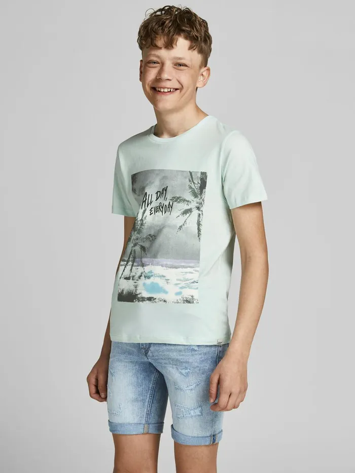 Tshirts JACK and JONES Junior BOYS TSHIRT Blue Pale Blue Cheap On Sale