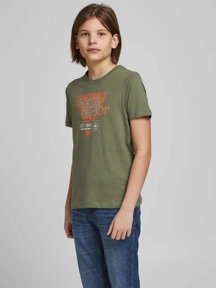 Tshirts JACK and JONES Junior BOYS TSHIRT Green Deep Lichen Green Near Me