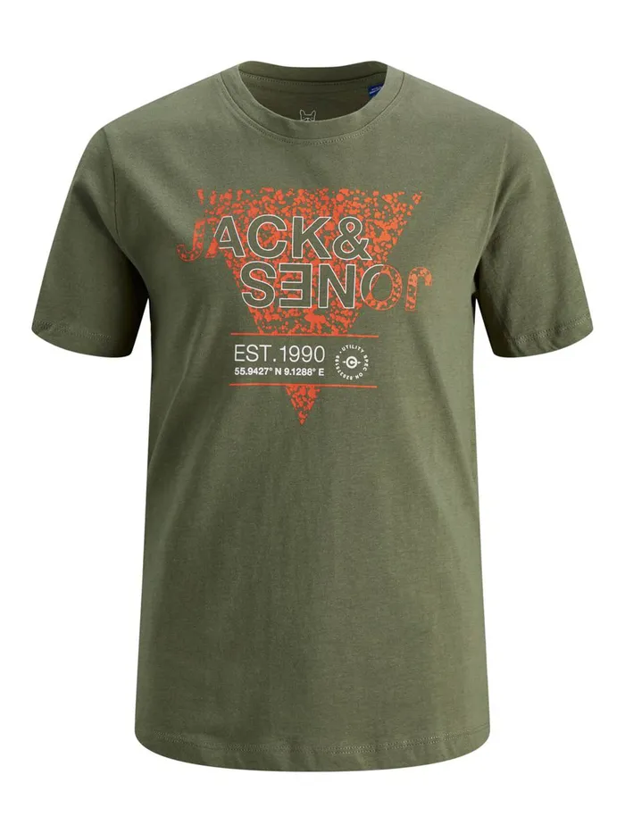 Tshirts JACK and JONES Junior BOYS TSHIRT Green Deep Lichen Green Near Me