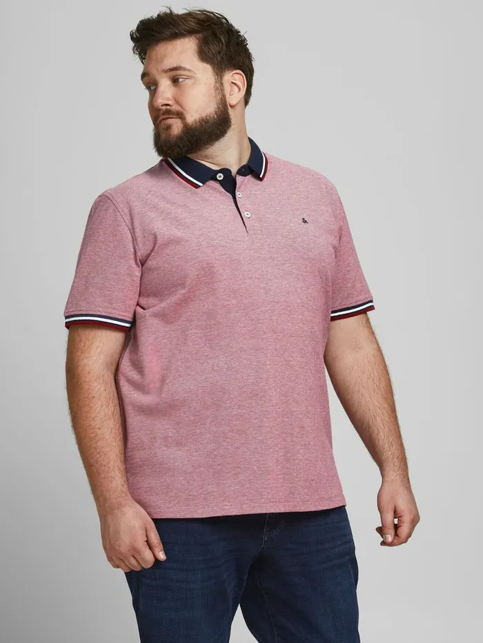 Tshirts JACK and JONES Mens 2PACK PLUS SIZE POLO Pink Rio Red Near Me