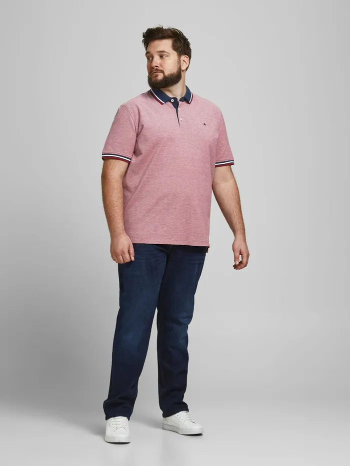 Tshirts JACK and JONES Mens 2PACK PLUS SIZE POLO Pink Rio Red Near Me