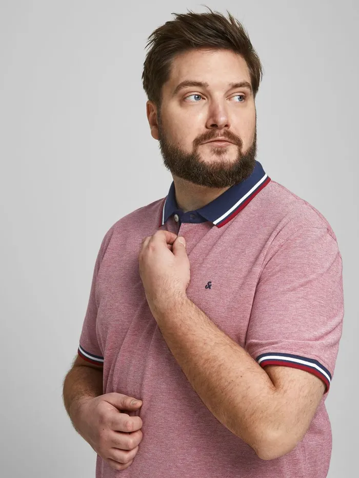 Tshirts JACK and JONES Mens 2PACK PLUS SIZE POLO Pink Rio Red Near Me