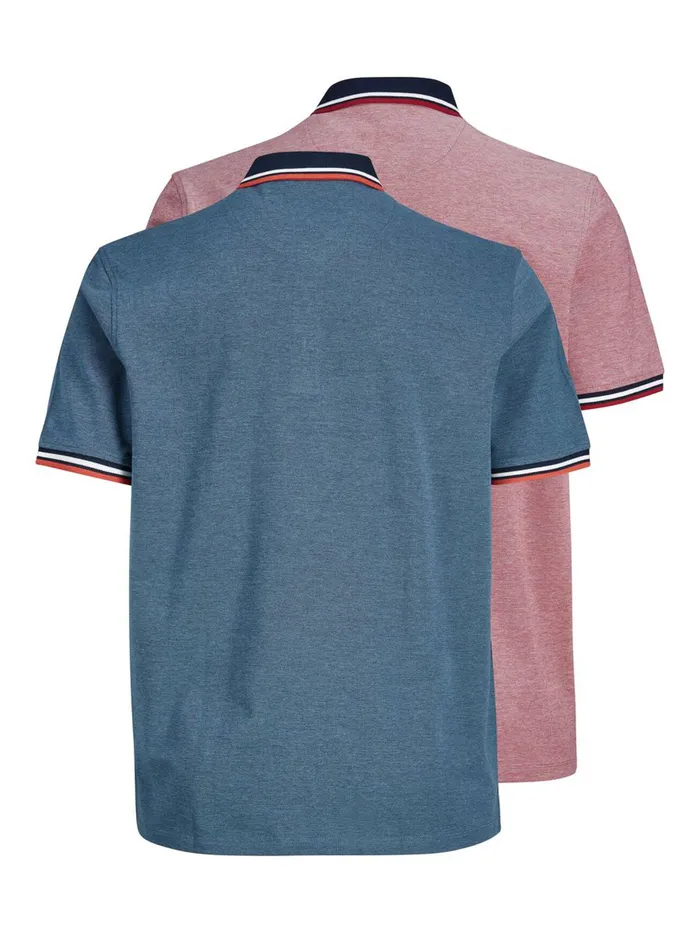 Tshirts JACK and JONES Mens 2PACK PLUS SIZE POLO Pink Rio Red Near Me