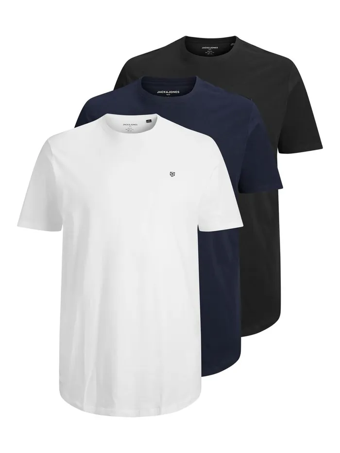 Tshirts JACK and JONES Mens 3PACK PLUS SIZE TSHIRT White White Casaul