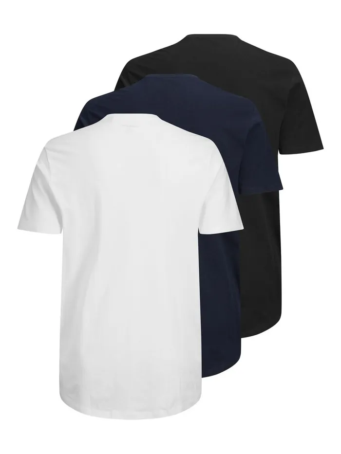 Tshirts JACK and JONES Mens 3PACK PLUS SIZE TSHIRT White White Casaul
