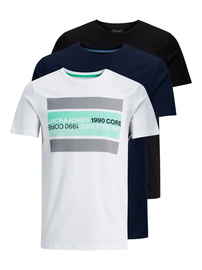Tshirts JACK and JONES Mens 3PACK TSHIRT White Navy Blazer Gift Ideas