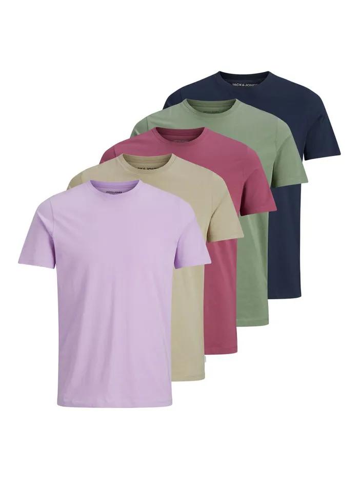 Tshirts JACK and JONES Mens 5PACK ORGANIC COTTON BASIC TSHIRT Purple Navy Blazer Cheap On Sale