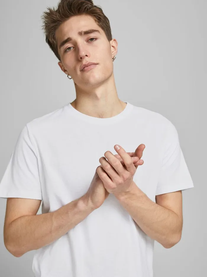 Tshirts JACK and JONES Mens 5PACK ORGANIC COTTON SOLID TSHIRT White Black Cheap On Sale