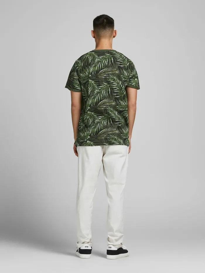 Tshirts JACK and JONES Mens BOTANICAL PRINT TSHIRT Green Black Gift 4 You