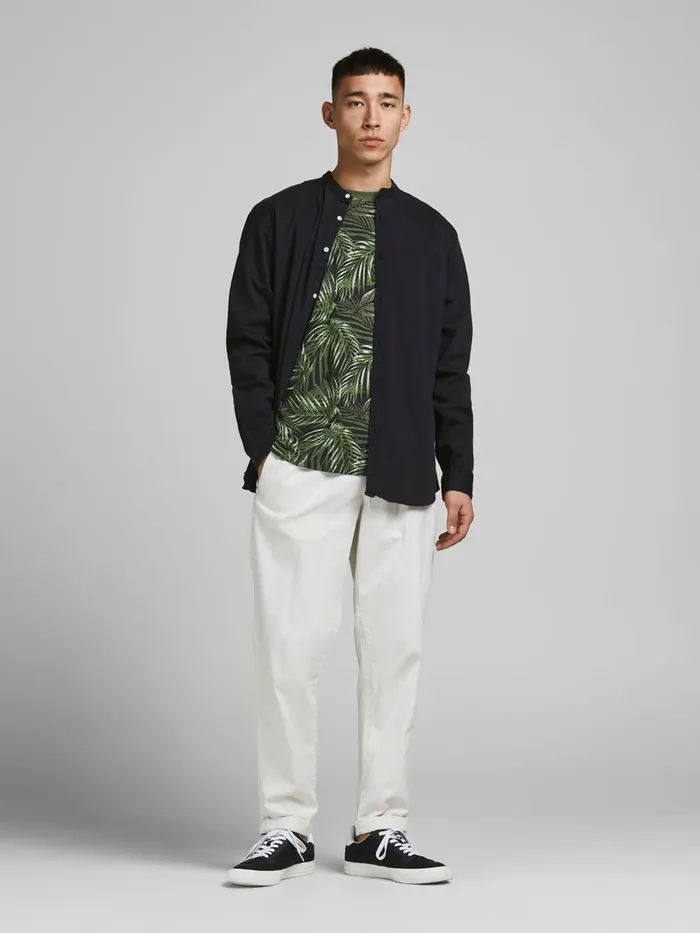 Tshirts JACK and JONES Mens BOTANICAL PRINT TSHIRT Green Black Gift 4 You