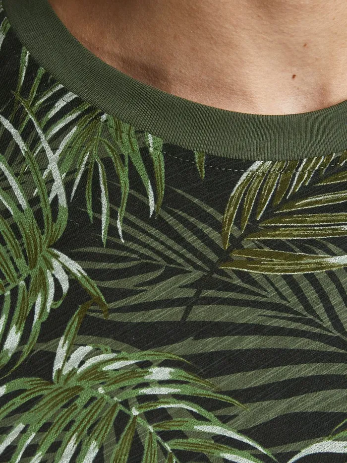 Tshirts JACK and JONES Mens BOTANICAL PRINT TSHIRT Green Black Gift 4 You