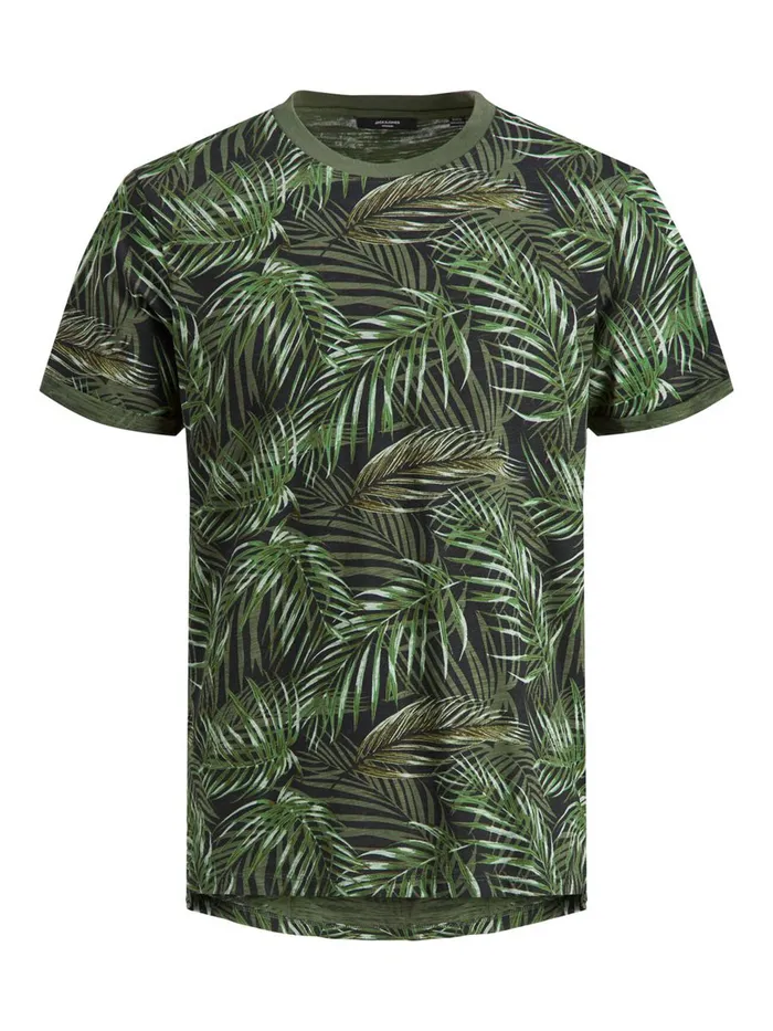 Tshirts JACK and JONES Mens BOTANICAL PRINT TSHIRT Green Black Gift 4 You