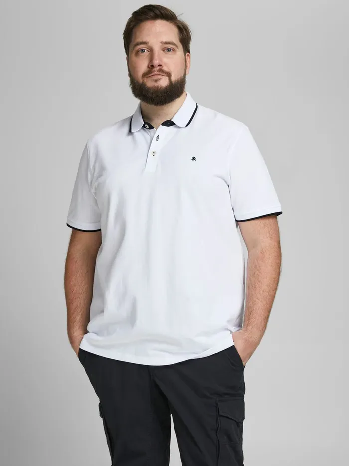 Tshirts JACK and JONES Mens CLASSIC PLUS SIZE POLO White White Online
