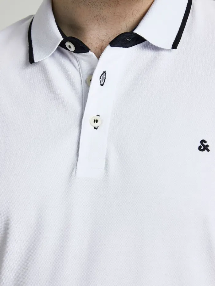 Tshirts JACK and JONES Mens CLASSIC PLUS SIZE POLO White White Online