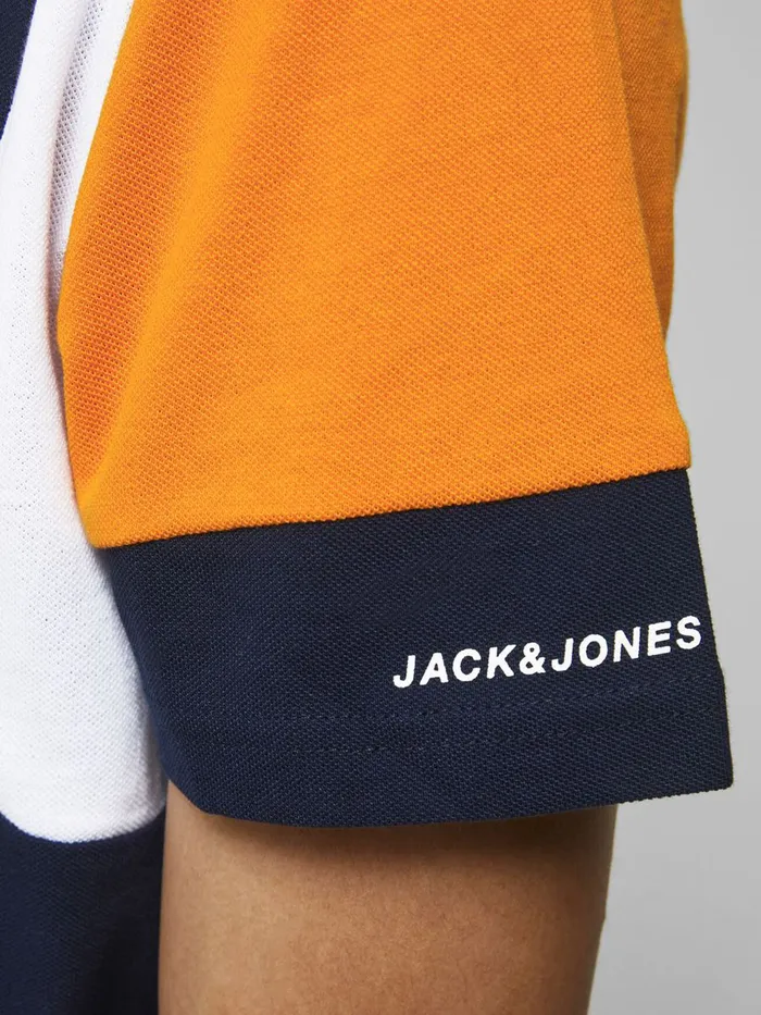 Tshirts JACK and JONES Mens COLOUR BLOCK PIQUE POLO SHIRT Blue Navy Blazer Gift for Friend
