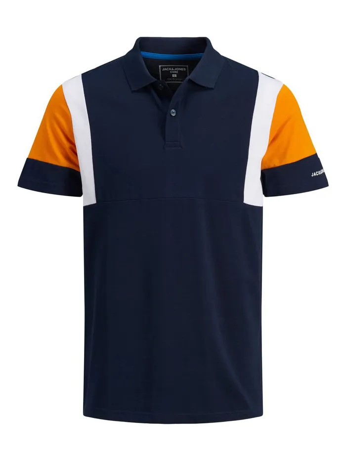 Tshirts JACK and JONES Mens COLOUR BLOCK PIQUE POLO SHIRT Blue Navy Blazer Gift for Friend
