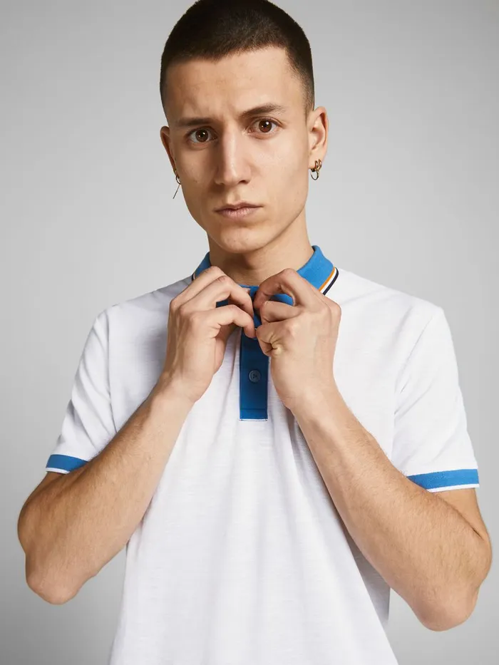 Tshirts JACK and JONES Mens CONTRAST PIQUE POLO SHIRT White White Online
