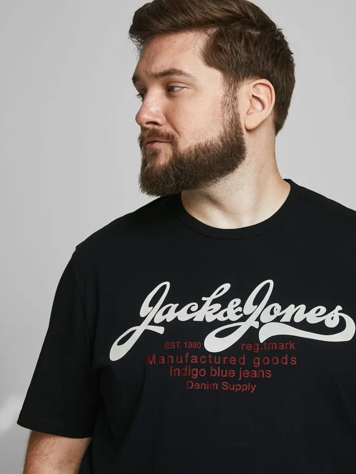 Tshirts JACK and JONES Mens CREW NECK PLUS SIZE TSHIRT Black Black For Sale