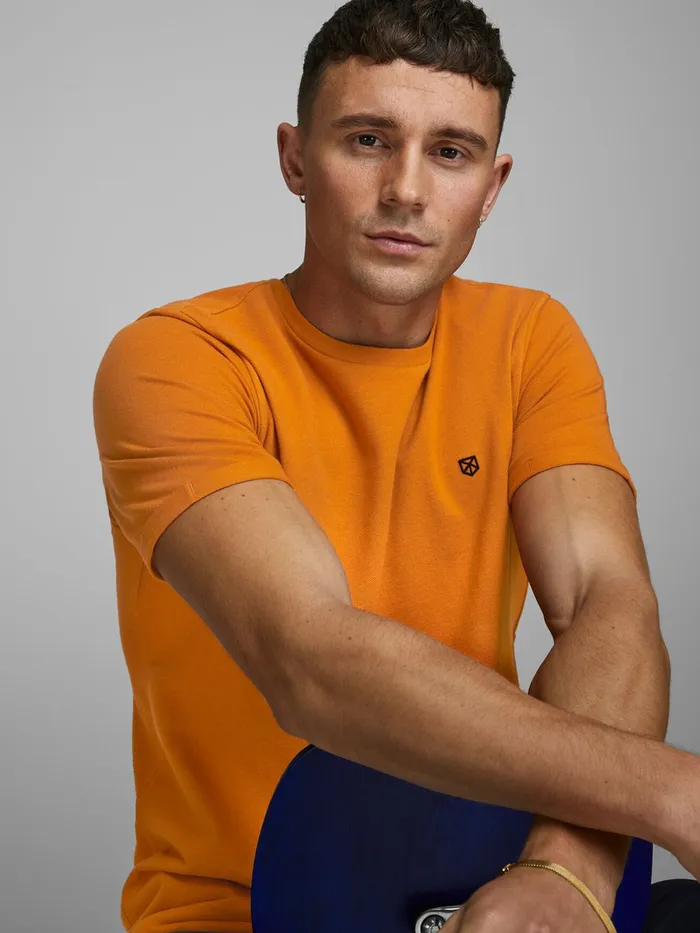Tshirts JACK and JONES Mens CREW NECK TSHIRT Orange Hawaiian Sunset Gift 4 You