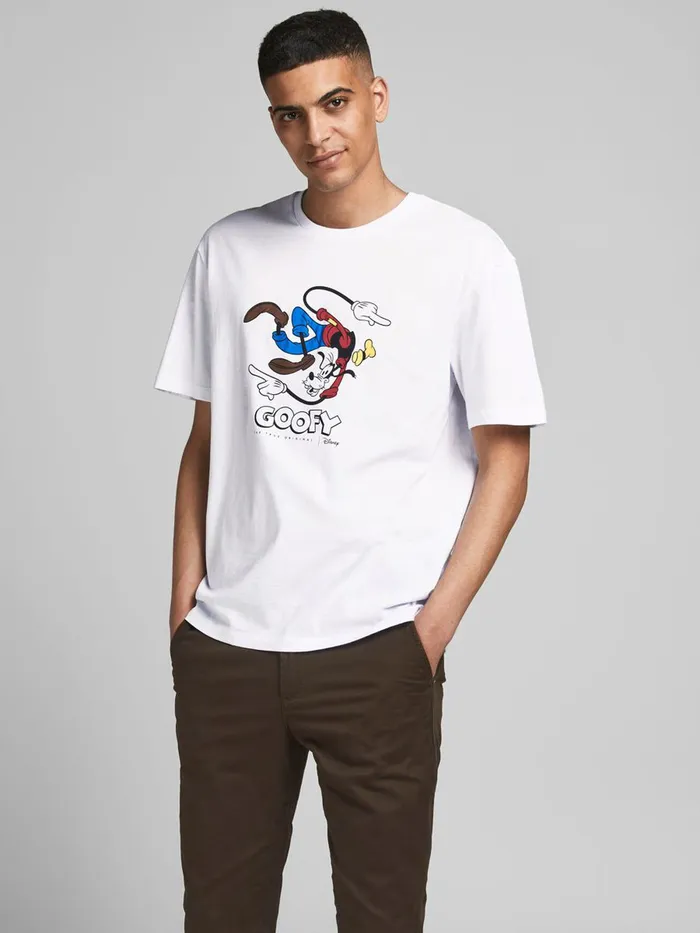Tshirts JACK and JONES Mens DISNEY PRINT TSHIRT White White On Sale
