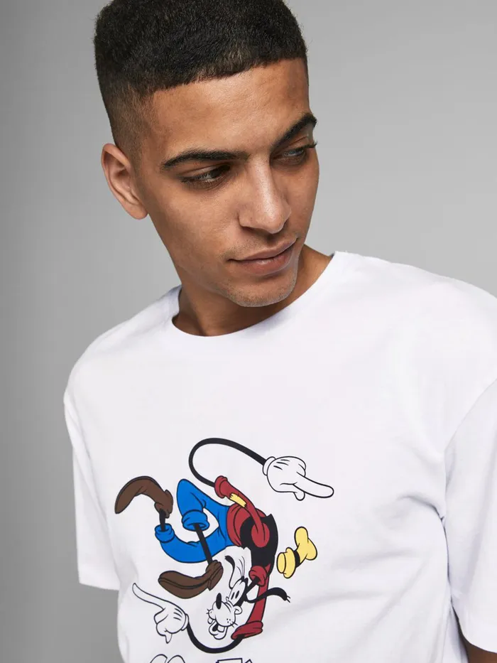 Tshirts JACK and JONES Mens DISNEY PRINT TSHIRT White White On Sale