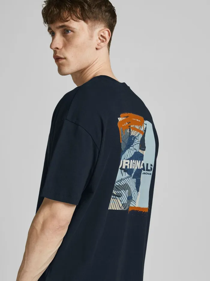 Tshirts JACK and JONES Mens FRONT AND BACK PRINT TSHIRT Blue Navy Blazer Gift Ideas