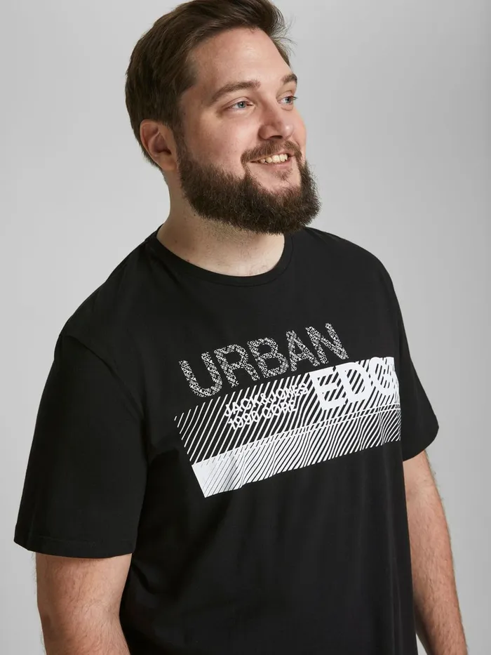 Tshirts JACK and JONES Mens LOGO PLUS SIZE TSHIRT Black Black Gift for Friend