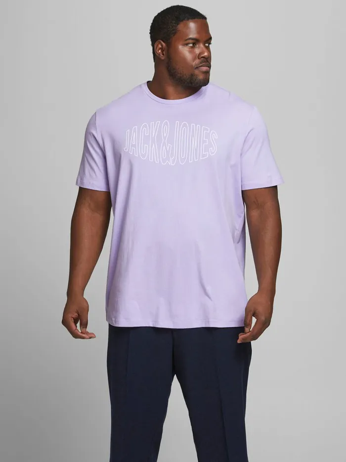 Tshirts JACK and JONES Mens LOGO PLUS SIZE TSHIRT Pastel Lavender For Sale