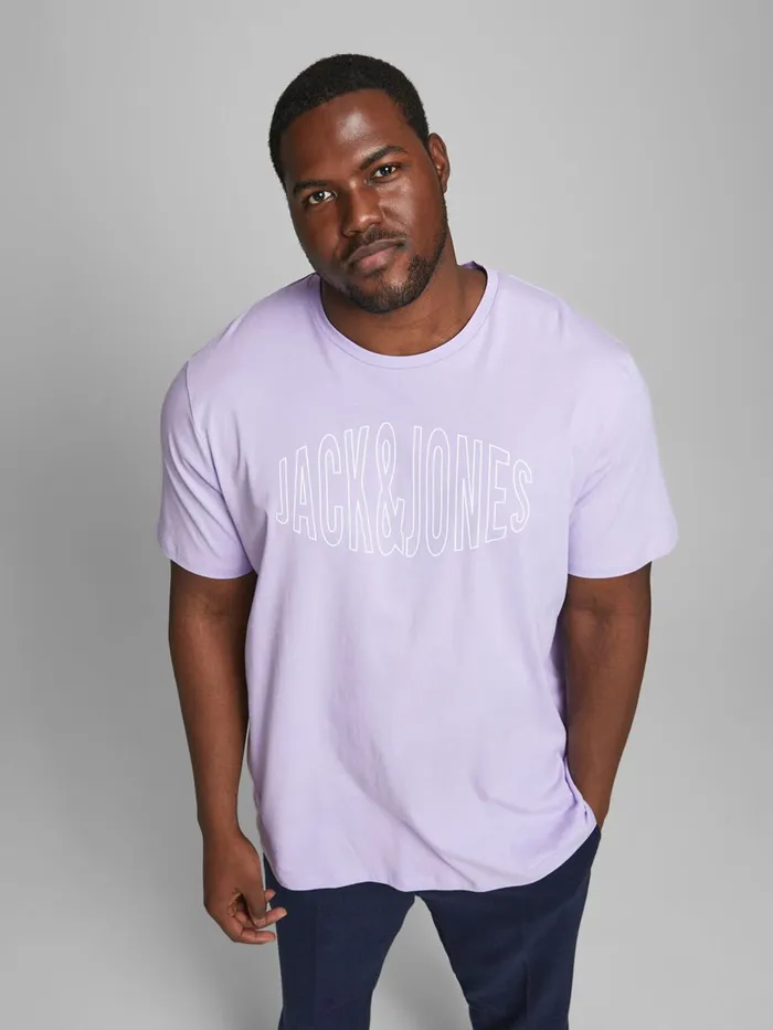 Tshirts JACK and JONES Mens LOGO PLUS SIZE TSHIRT Pastel Lavender For Sale