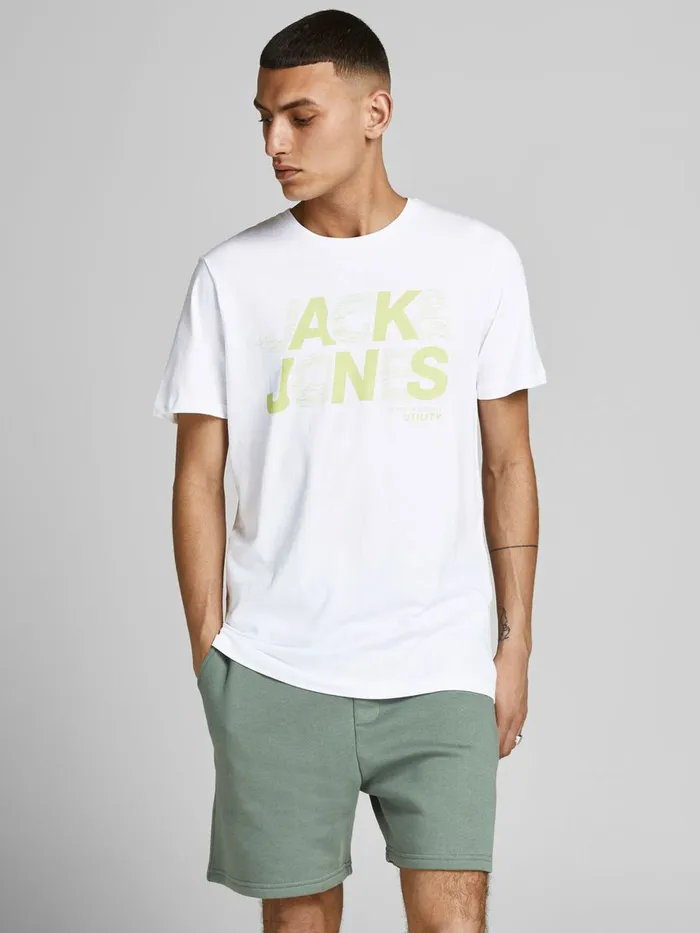 Tshirts JACK and JONES Mens LOGO PRINT TSHIRT White White Cheap On Sale