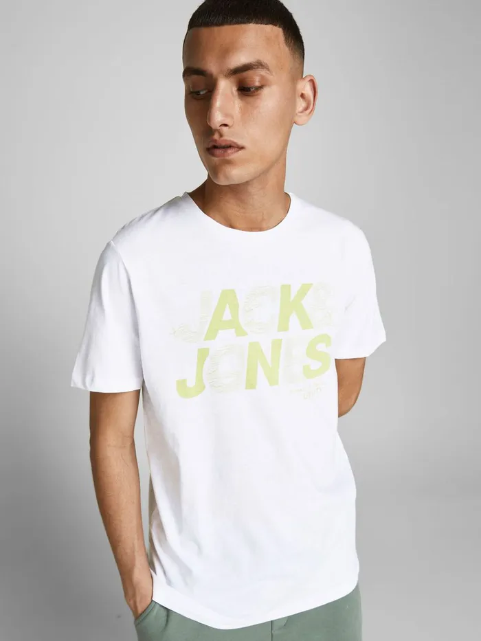 Tshirts JACK and JONES Mens LOGO PRINT TSHIRT White White Cheap On Sale