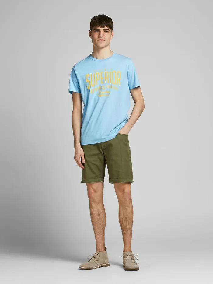 Tshirts JACK and JONES Mens REGULAR FIT CRACKLE PRINT TSHIRT Blue Dusk Blue Gift for Friend