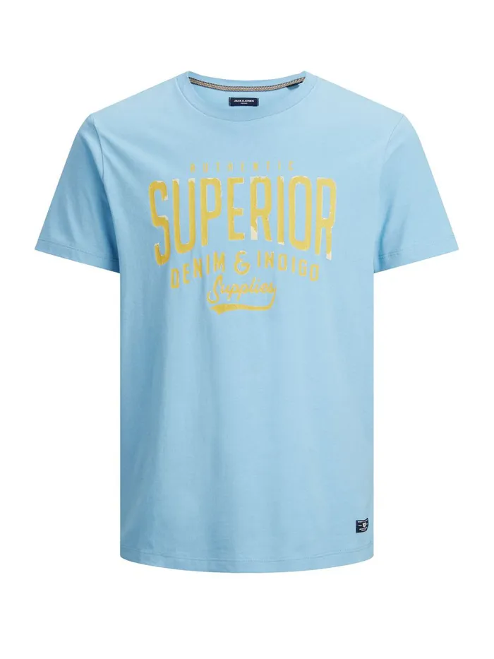 Tshirts JACK and JONES Mens REGULAR FIT CRACKLE PRINT TSHIRT Blue Dusk Blue Gift for Friend
