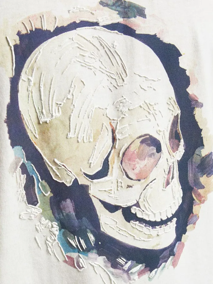 Tshirts JACK and JONES Mens RELAXED FIT SKULL PRINT TSHIRT White Cloud Dancer Gift Ideas