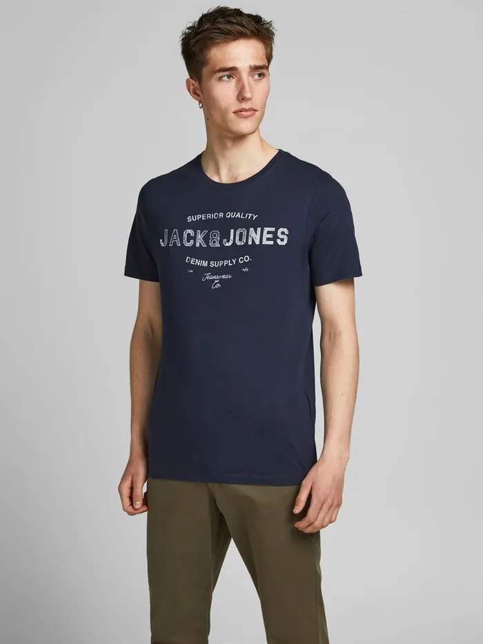 Tshirts JACK and JONES Mens SLIM FIT CHEST LOGO TSHIRT Blue Navy Blazer Cheap On Sale Tshirts JACK and JONES Mens SLIM FIT CHEST LOGO TSHIRT Blue Navy Blazer Cheap On Sale