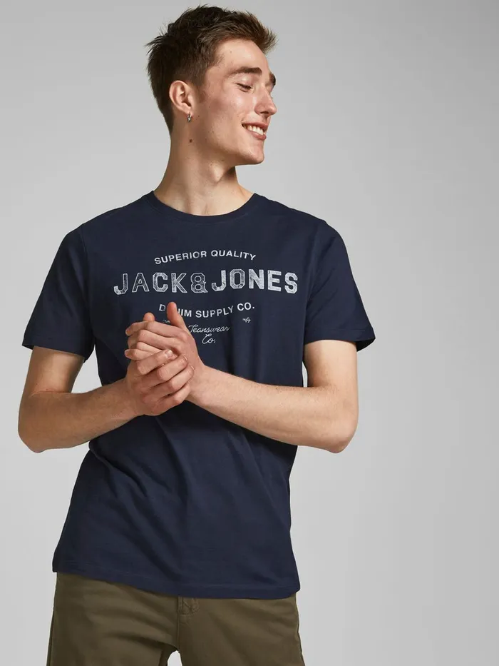 Tshirts JACK and JONES Mens SLIM FIT CHEST LOGO TSHIRT Blue Navy Blazer Cheap On Sale