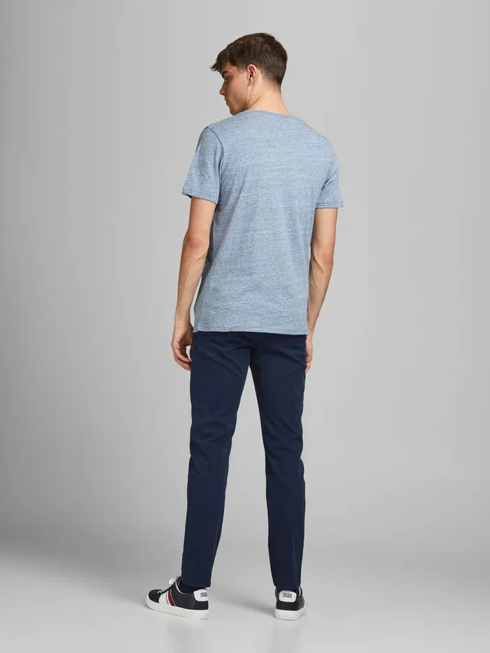 Tshirts JACK and JONES Mens SLIM FIT MELANGE TSHIRT Blue Faded Denim Cheap On Sale