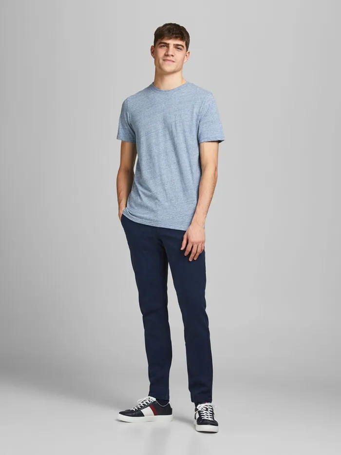 Tshirts JACK and JONES Mens SLIM FIT MELANGE TSHIRT Blue Faded Denim Cheap On Sale