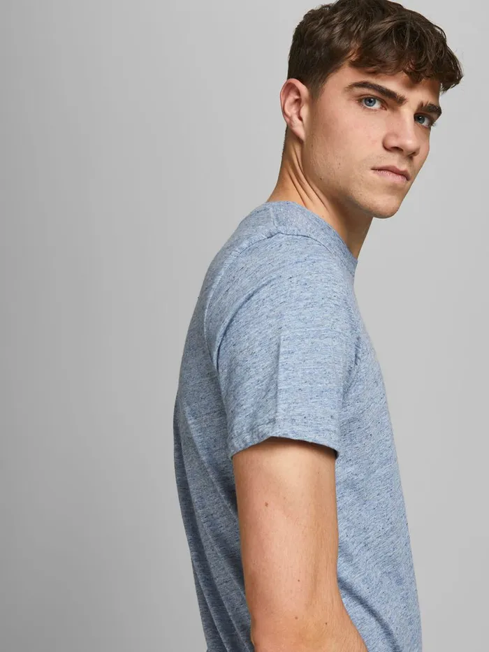 Tshirts JACK and JONES Mens SLIM FIT MELANGE TSHIRT Blue Faded Denim Cheap On Sale