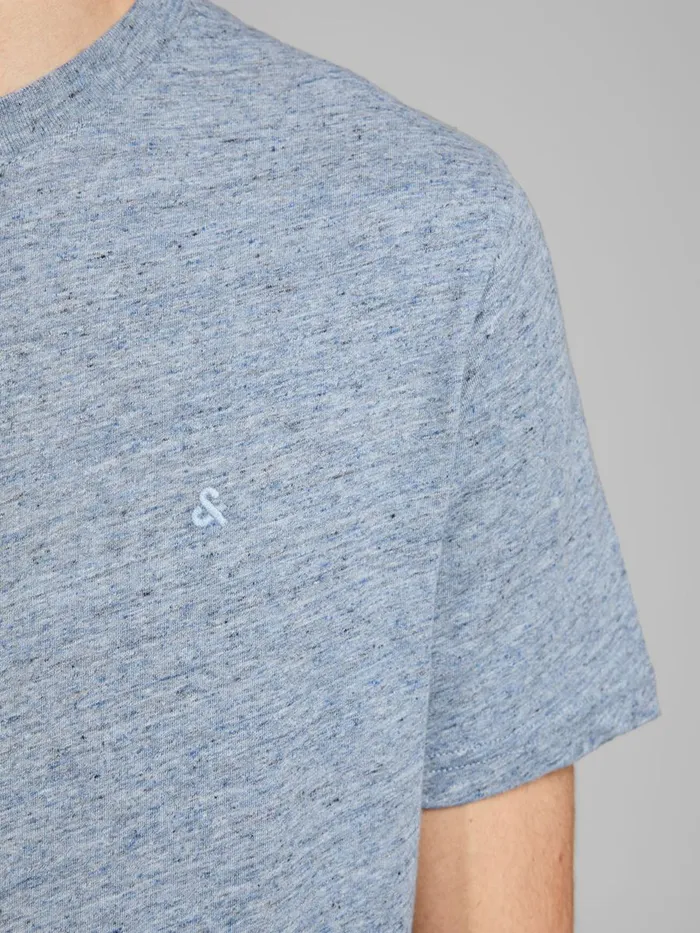 Tshirts JACK and JONES Mens SLIM FIT MELANGE TSHIRT Blue Faded Denim Cheap On Sale