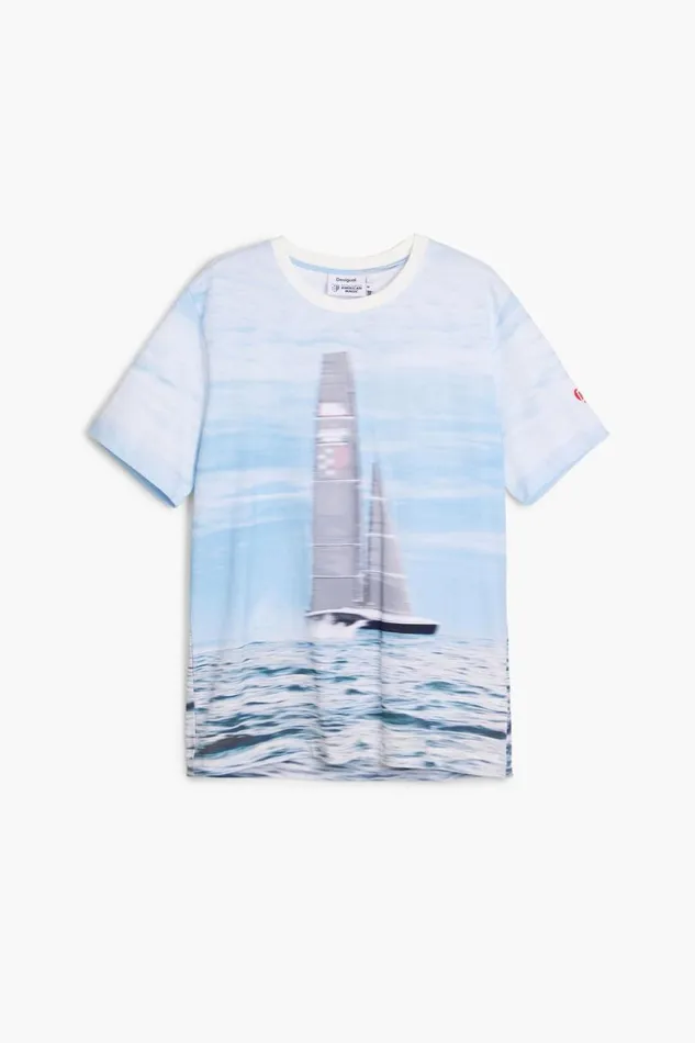 Tshirts Men Desigual American Magic Sailboat Tshirt Blue