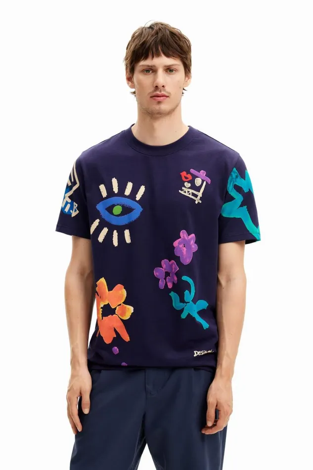 Tshirts Men Desigual Illustrated Tshirt Blue